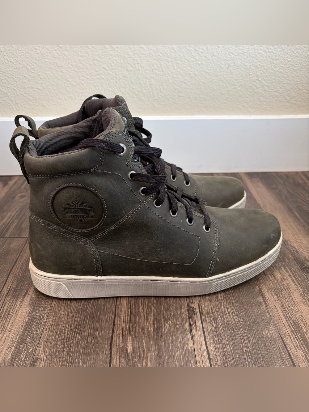 Harley-Davidson Men's Dark Gray High-Top Lace-Up Sneakers Biker Boots NWOT